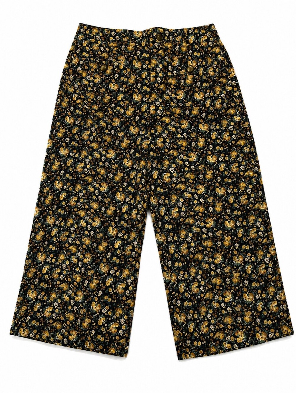 Yellow and Black Boot Cut Pants with Flare Design